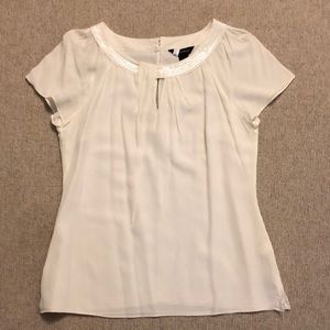 WHBM ivory silk blouse with sequin detail - M